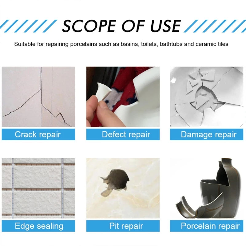 Ceramic Repair Adhesive for Bathtubs &amp; Damaged Ceramic Tiles