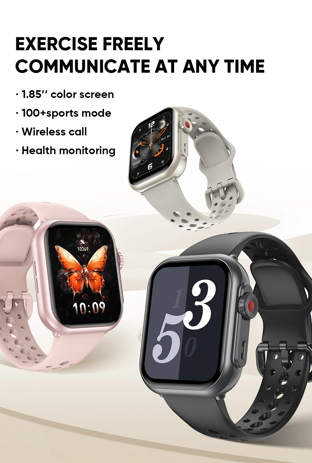 Đồng hồ thông minh HD 1.85, 110+ chế độ thể thao IP68