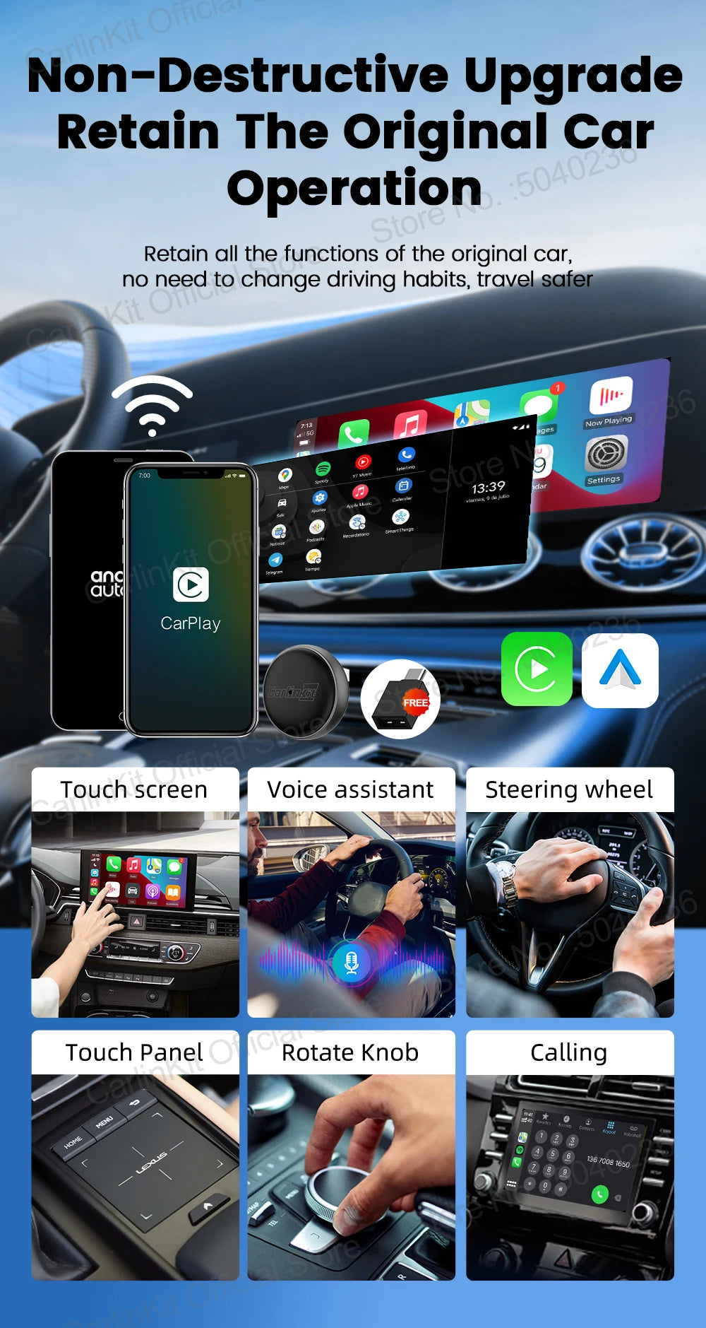 New CarlinKit 5.0 Mini Ultra3 Wireless Android Auto CarPlay 2-In-1 Wireless Adapter WIFI BLE Auto Connect Smart Mini Box For Car - Daisan Mart