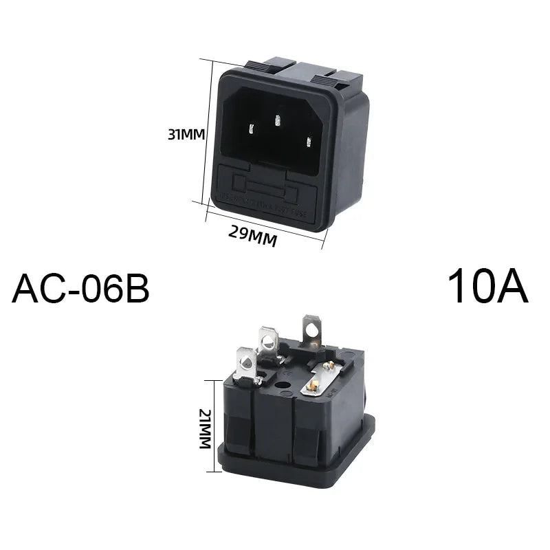 IEC320 C14 3 Pin Power Socket with LED Switch 250V
