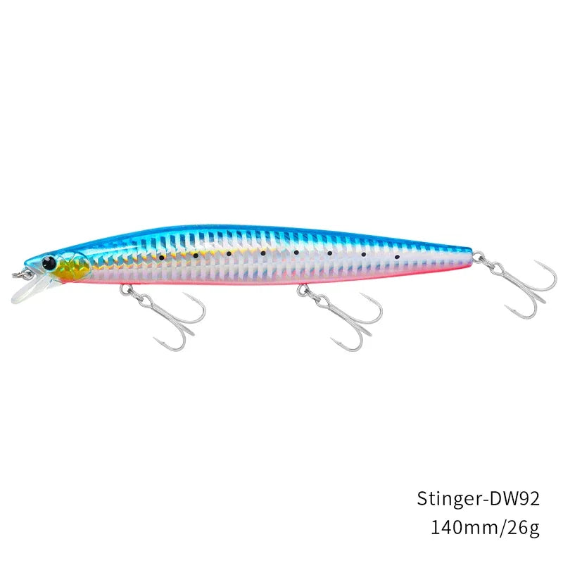 TSURINOYA Stinger 140S Fishing Lure Sinking Minnow DW92 140mm 26g Saltwater Seabass Ultra Long Casting Large Hard Baits Jerkbait