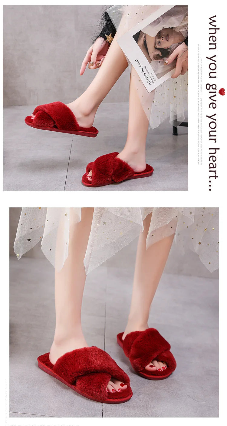 Warm Furry Slippers - Women &amp; Men, Indoor Wear 20024