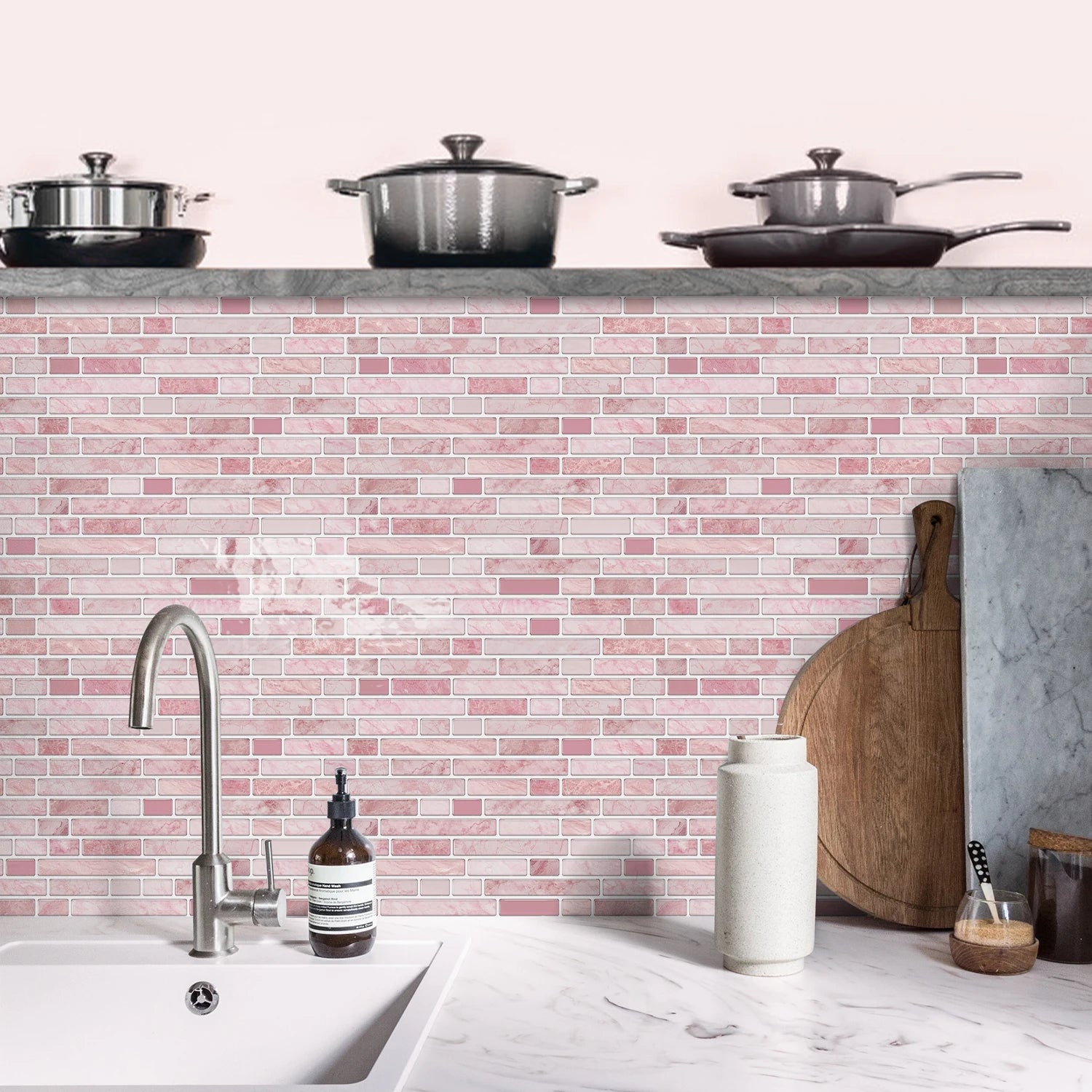 1/6/12PCS Fresh and Simple Marble Tile Stickers Waterproof Self Adhesive Kitchen Living Room Wall Stickers Home Renovation Decor