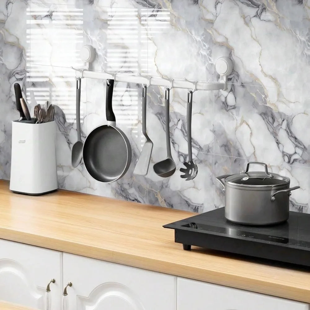 Marble Pattern Foam Self-adhesive Wallpaper Home Decor Aluminum Foil Bottom Imitation Tile Wall Stickers for Kitchen Bathroom