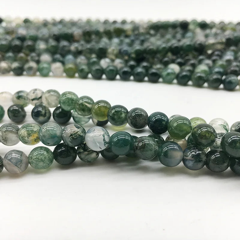 Natural Moss Stone Beads for Jewelry Making - Large Combo