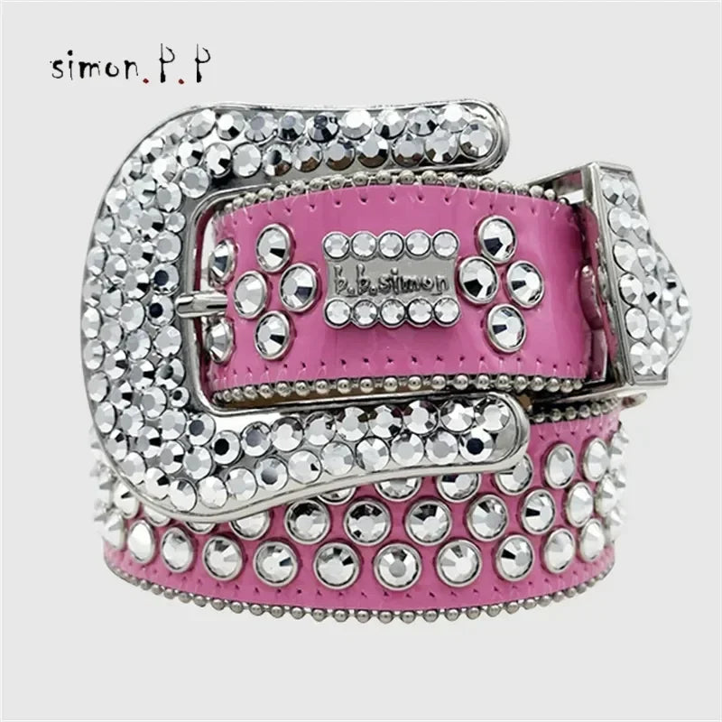 BB Simon belt with luxurious rhinestones for men and women
