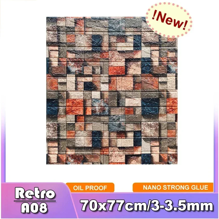 3D Brick Wall Sticker Strong three-dimensional 77*70cm Monochrome and Retro adesivos de parede paper Bring the fun of home life - Daisan Mart