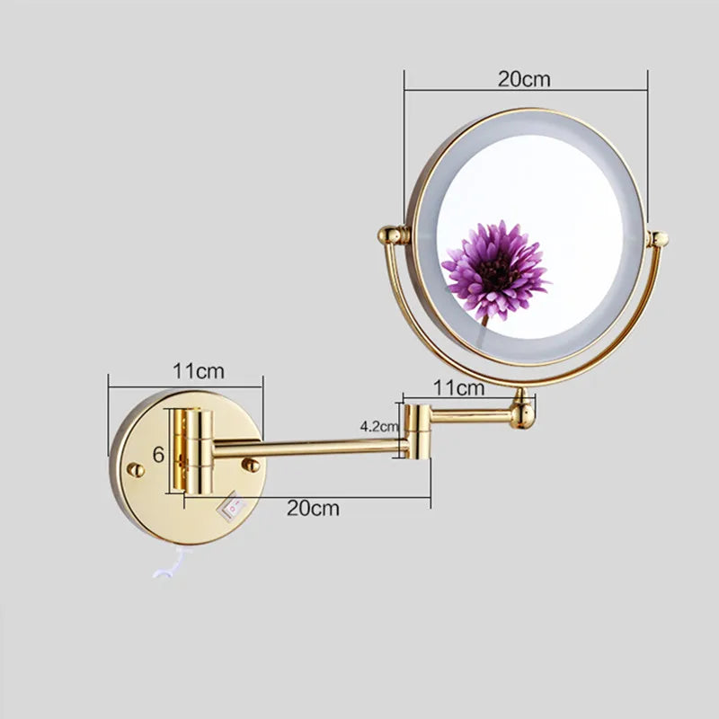 High-end Brushed Gold LED Hotel Makeup Mirror