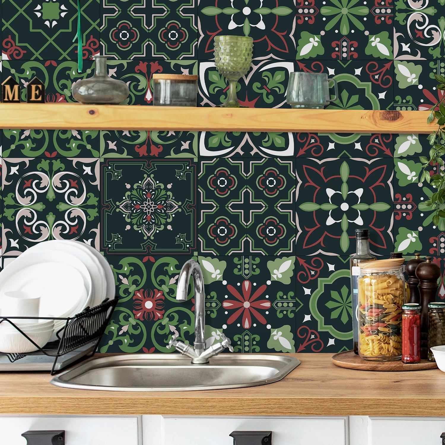 Bộ 24 Miếng Dán Tường Xanh Dương Chống Nước Nhà Bếp