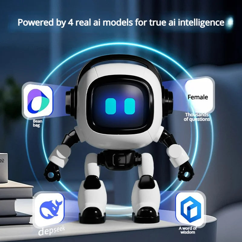 AI Interactive Desk Robot with Voice Recognition Feature Talking Companion, Learning Games, Educational Toy for Kids - Daisan Mart