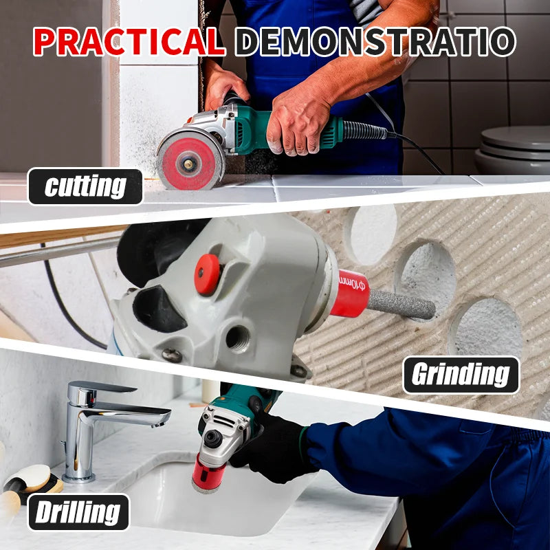 9pcs Dry Drill M14 Thread Brazing Hole Saw Set With Saw Blade Porcelain Tiles Crowns Granite Marble tile Drill Bits Tools