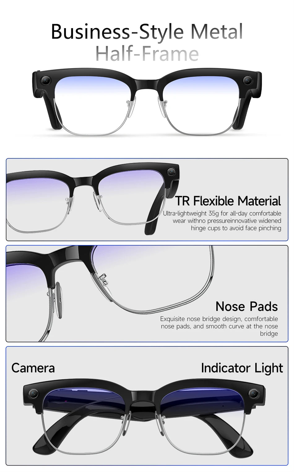 LIGE 4K AI Smart Glasses - Photography, Calling, Entertainment