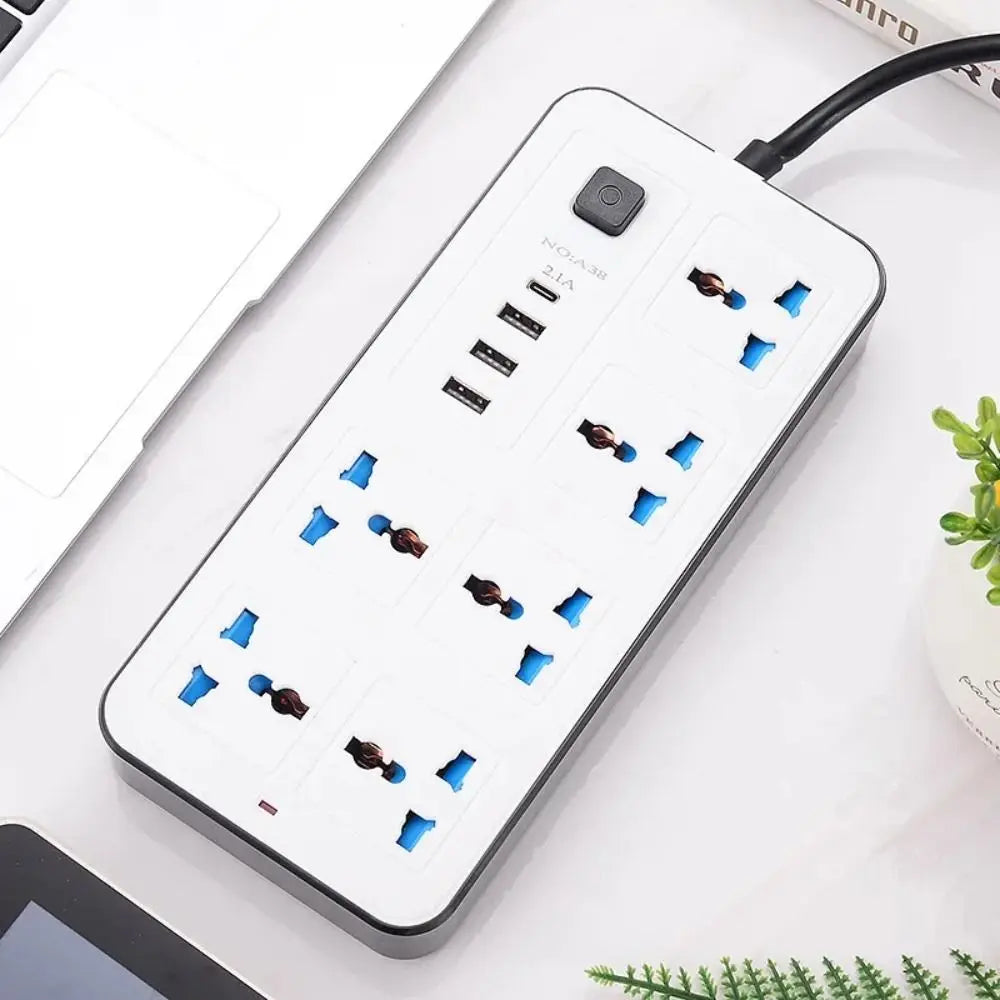 Ổ Cắm Đa Năng 2m, 4 Cổng USB, EU/US/UK, Sạc Nhanh