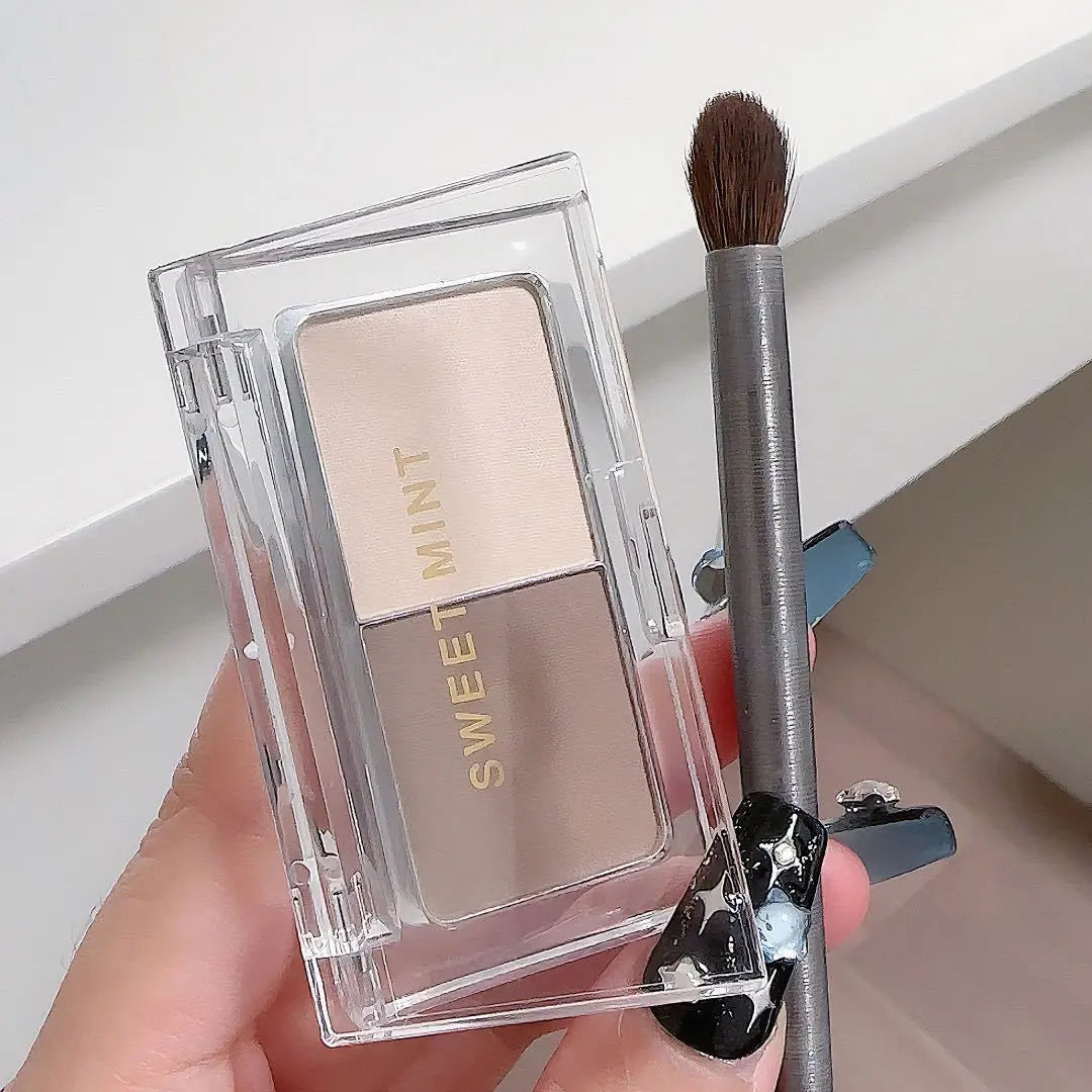 Two Colors Grey Nose Shadow Powder Matte Highlighting Contouring Platter Cheek Side V Face Matte Sculpting 2 in 1 Makeup Palette