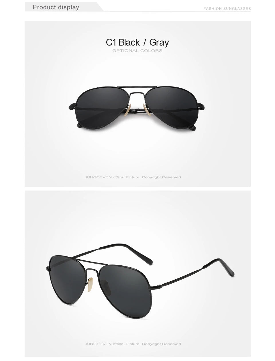 Kính Mát KINGSEVEN Phi Công Nam Nữ Chống UV400 Retro