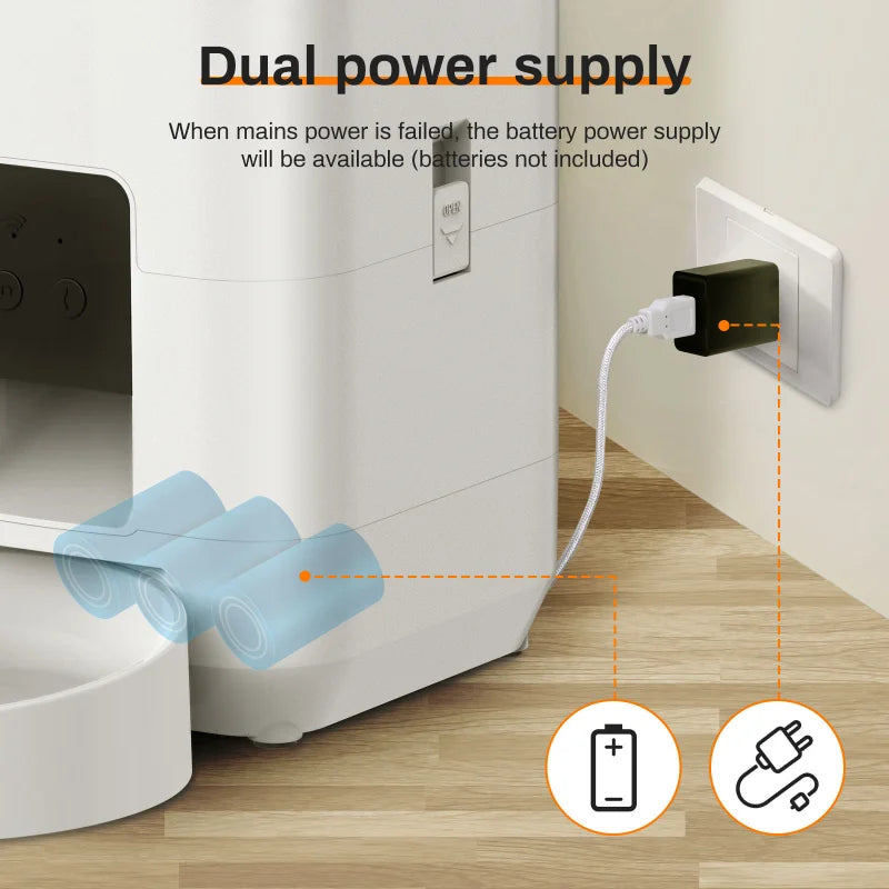 2L Automatic Pet Feeder for Cats with WiFi Smart Control Smartphone App Timed Quantitative Feeding Remote Feeding Cat Feeder