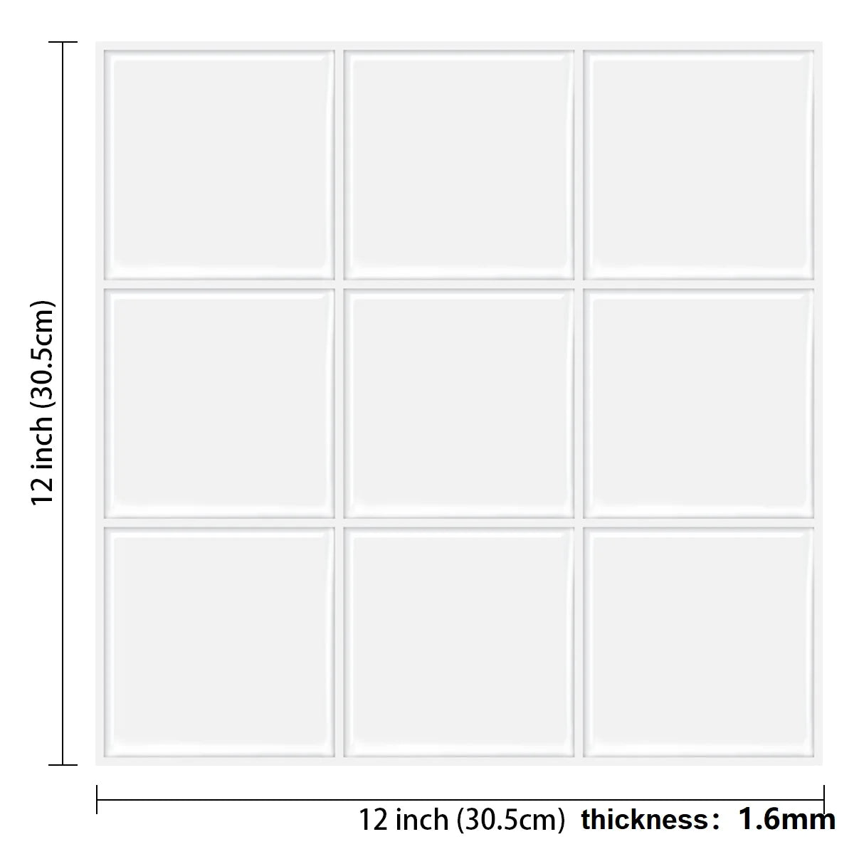 Peel and Stick Wall Tile Stickers DIY Waterproof Vinyl Wallpaper White Color Tile Sticker for Home Decoration- 10 sheets