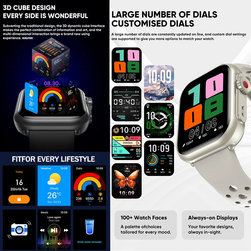 2025 AMOLED 1.85 IP68 Fashion Smart Watch