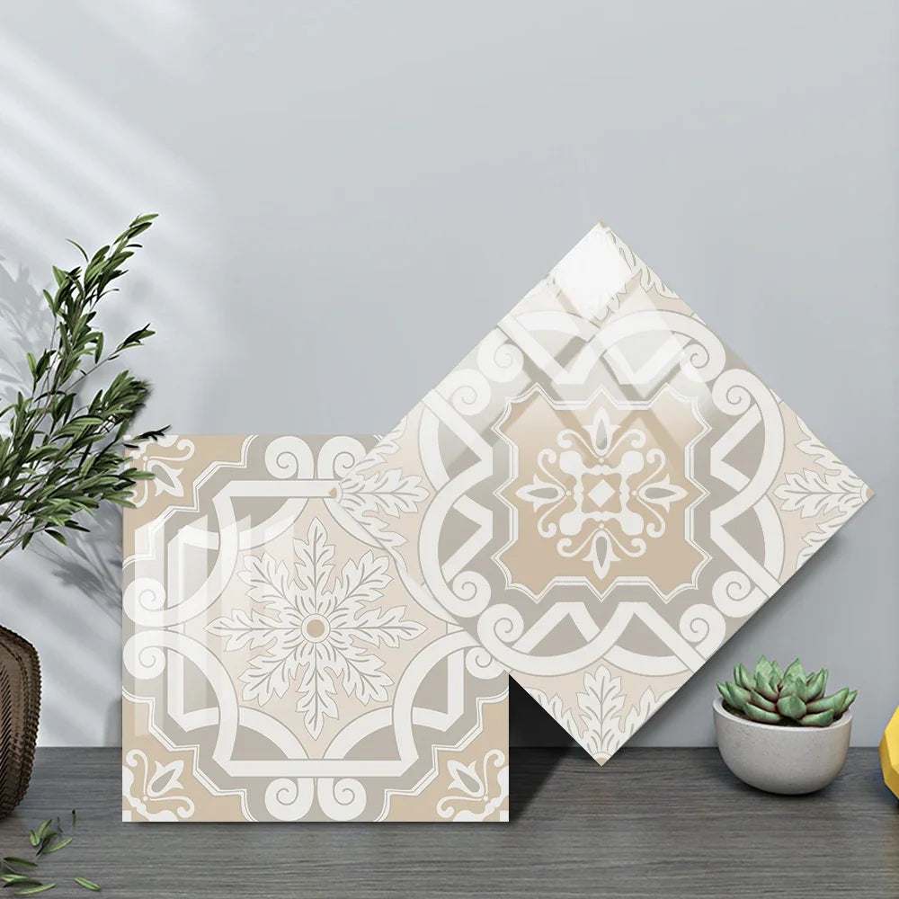 10pcs/set Portuguese Style Tiles Sticker Kitchen Backsplash Oil-proof Cupboard Washbasin Peel &amp; Stick Waterproof Art Wall Decals