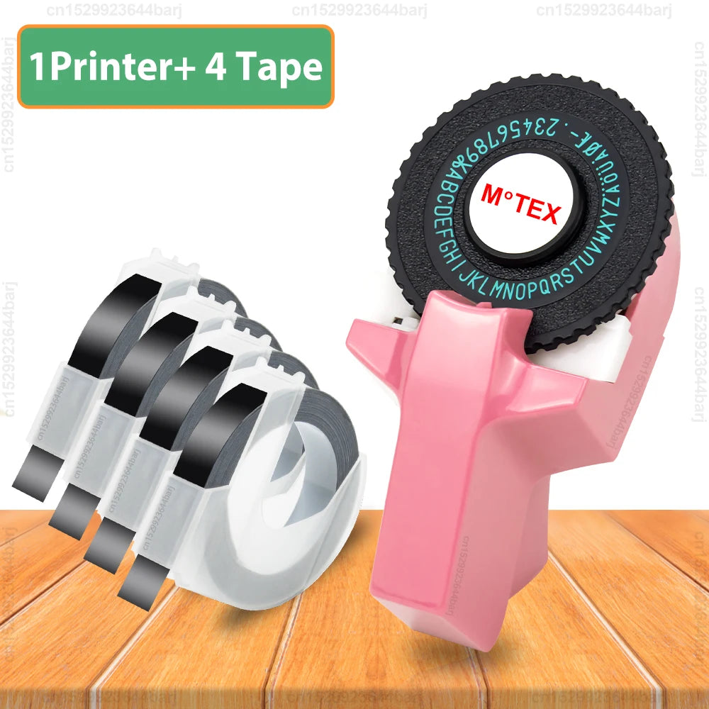 Motex E101 Portable 3D Embossing Label Printer Similar as B90 Dymo 12965 1610 Manual Label Maker DIY Adhesive Dymo 3D Label Tape - Daisan Mart