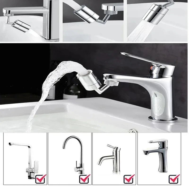 720 Degree Universal Faucet Washbasin Faucet Extension Adapter Aerator Splash Proof Rotating Water Saving ABS Plastic Faucet - Daisan Mart