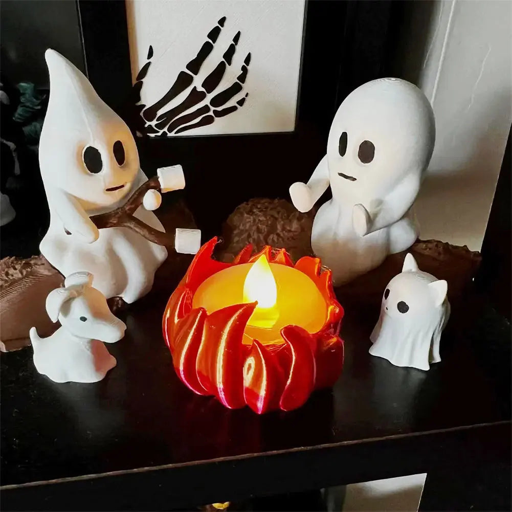 3D LED Ghost Campfire Lamp Cute Halloween Decoration