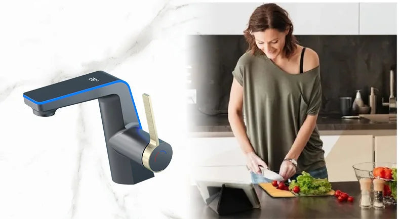 Modern Color Changing LED Touch Sensor Bathroom Faucet