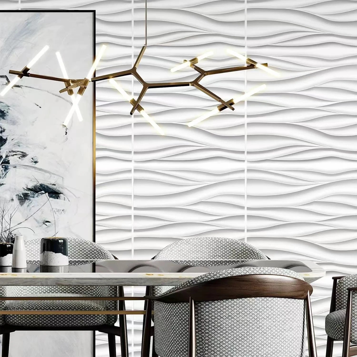 3D Wave Wall Panels 30x30cm Living Room Decoration