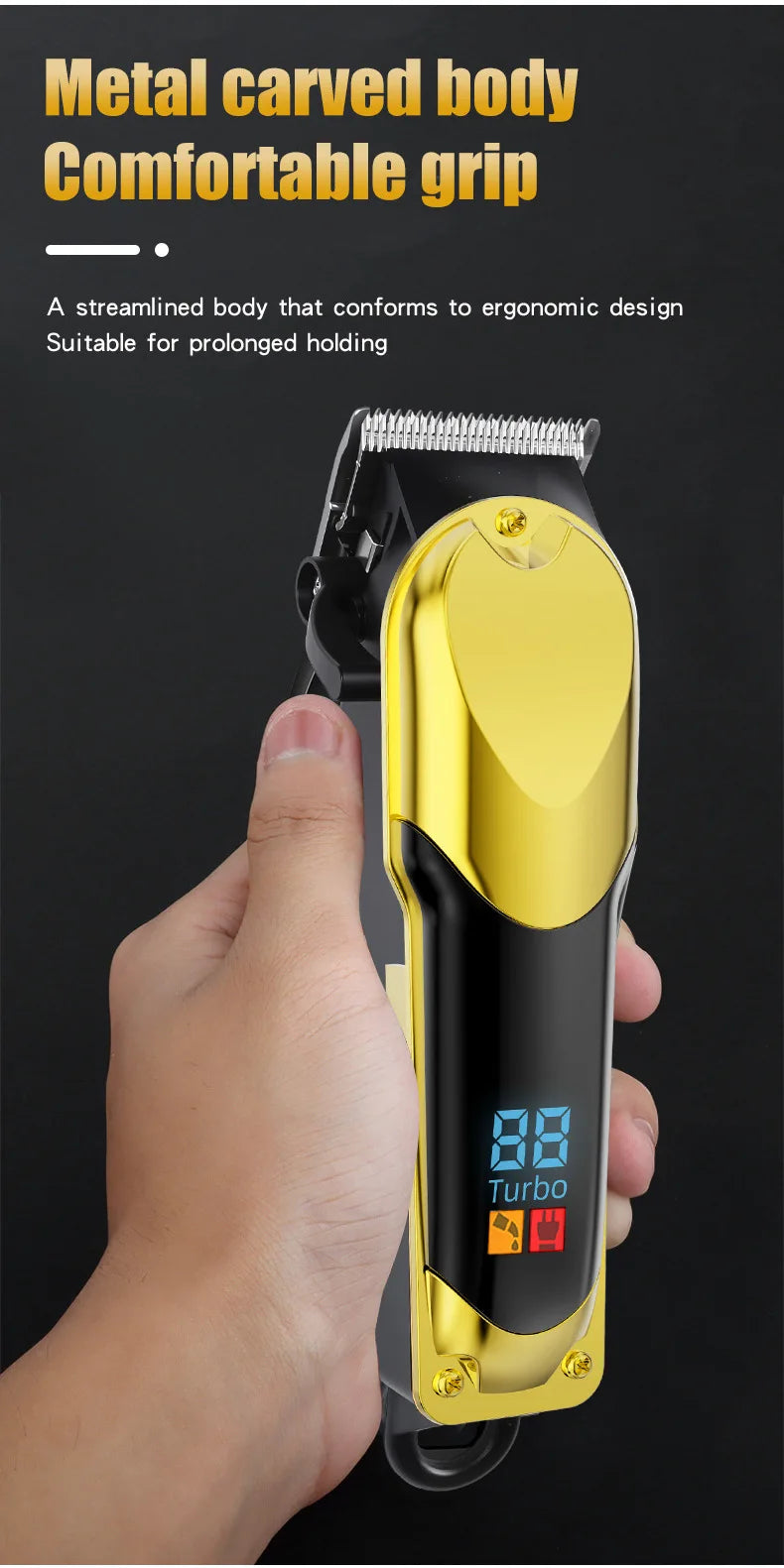 Bộ Tông Đơ Cắt Tóc Nam Chuyên Nghiệp LCD Sạc USB