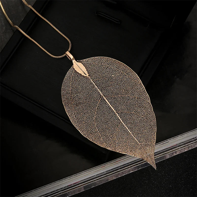 Women's Fashion Simple Punk Silver Leaf Necklace
