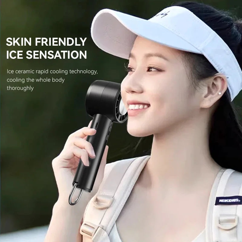 Handheld Turbo Fan Portable USB rechargeable Refrigeration Fan Mini Personal Five-speed Fan for Travel Camping