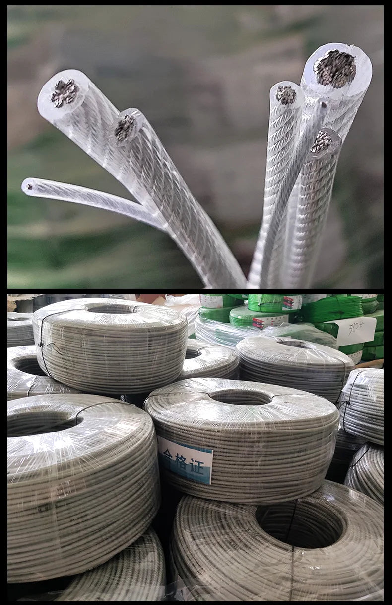 5/10 Meter Steel wire rope with PVC Coated Flexible Soft Transparent Cable Lighting Curtain Cord Suspension ropes 1/2/3/4/5/6mm