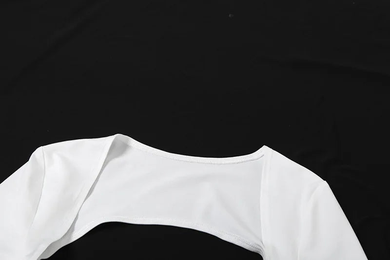 Goth Dark Cyber ​​Y2K Techwear Mall Gothic Hollow Out Straps Skinny Bodysuits With Long Sleeve Crop Shrug Tops Women 2 Piece Sets