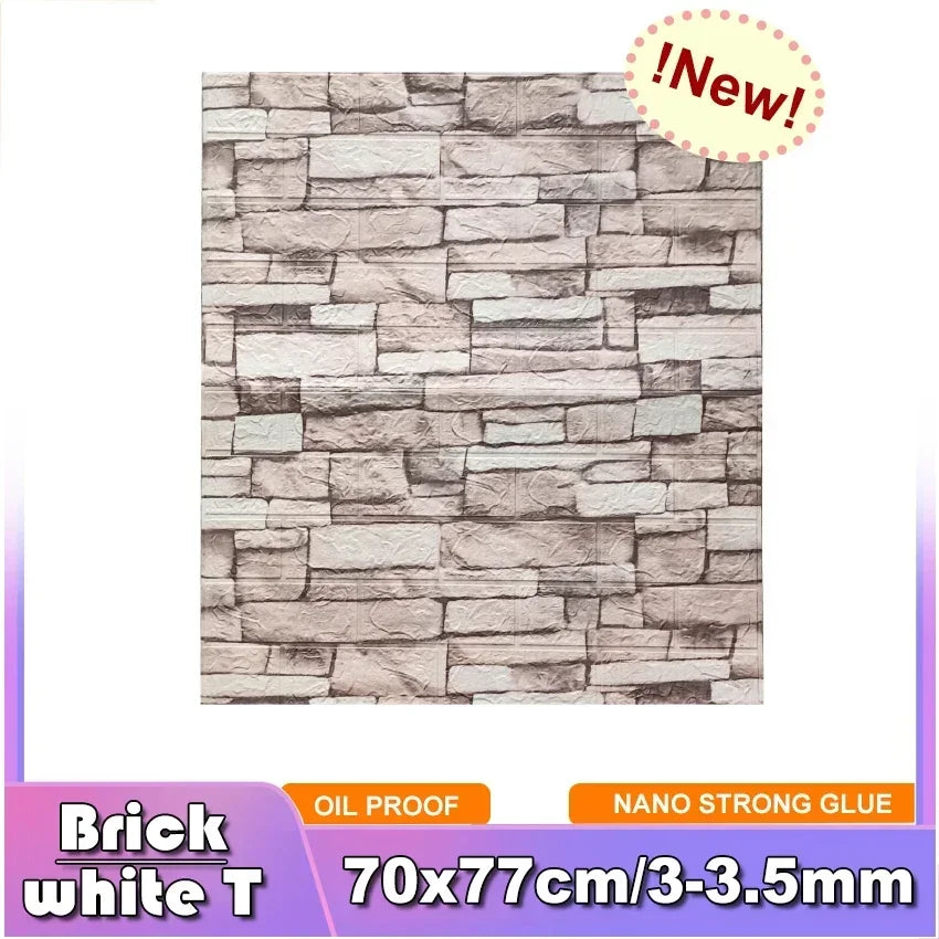 3D Brick Wall Sticker Strong three-dimensional 77*70cm Monochrome and Retro adesivos de parede paper Bring the fun of home life - Daisan Mart