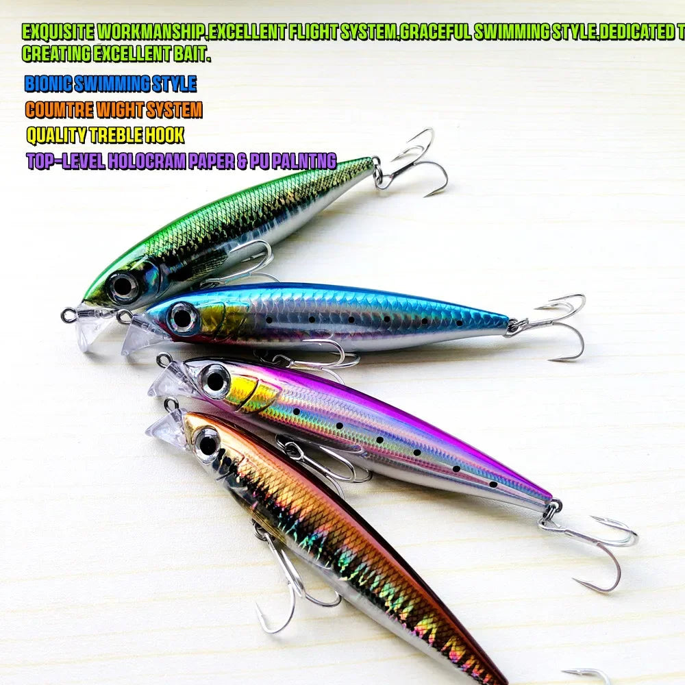 GREENSPIDER Sinking Minnow 100mm 34g Wobbler Pesca Swimbait Long Cast Tackle Pike Fishhook Sea Fishing Lure Jerkbait