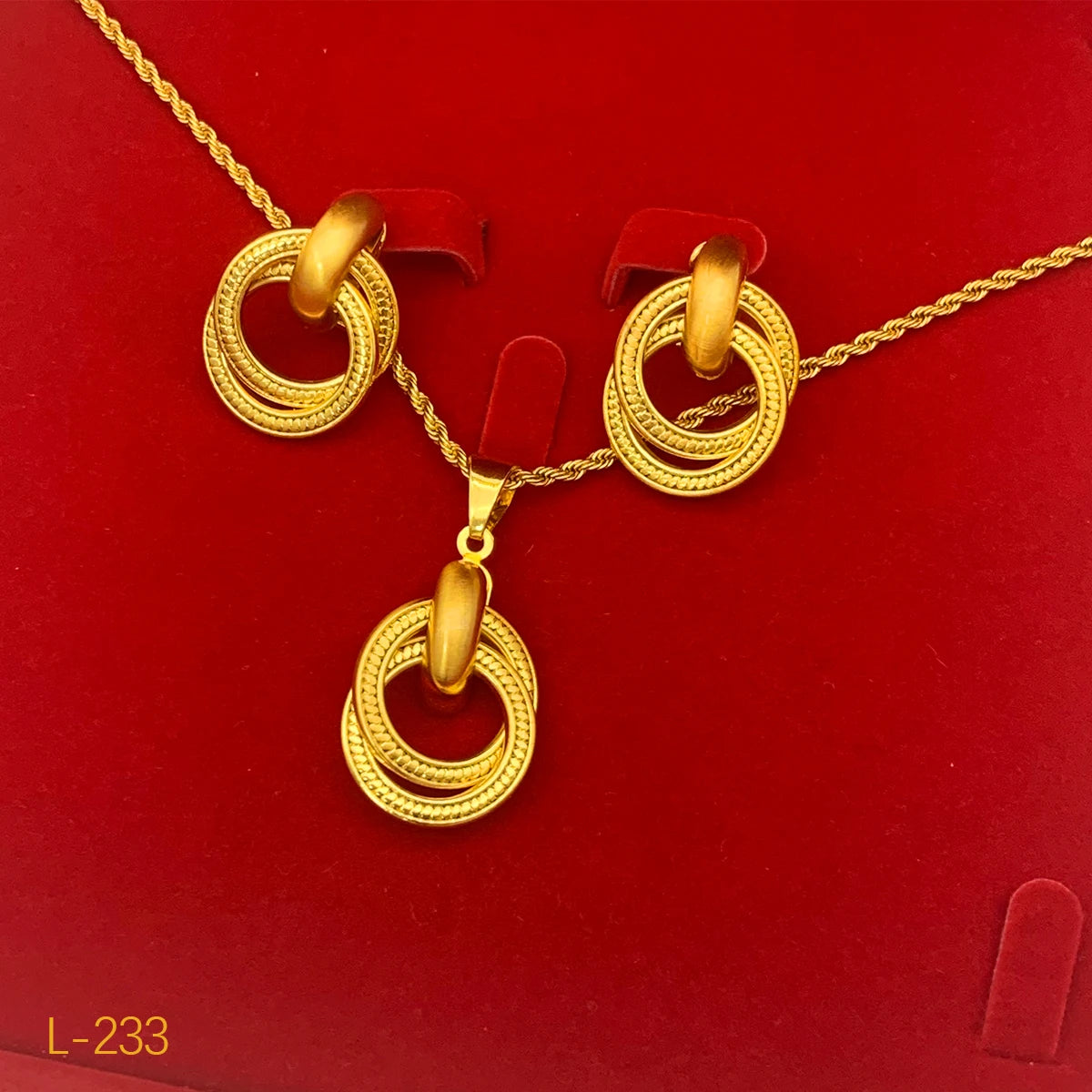 High-end 24K Indian Dubai Gold Jewelry Set for Party