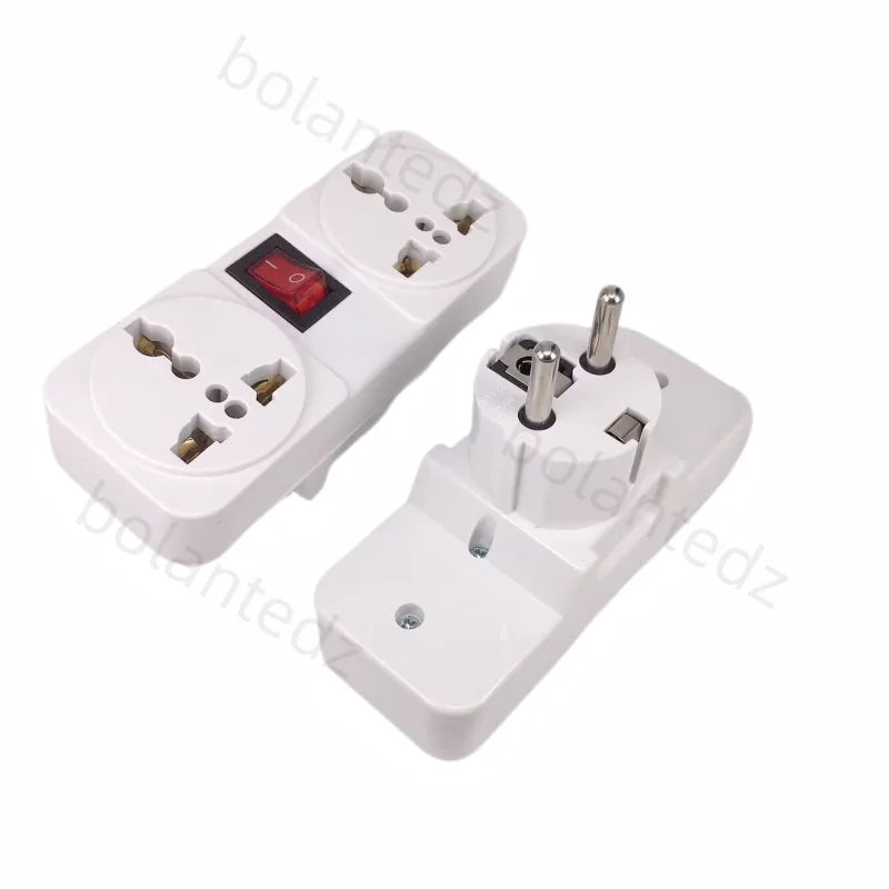 White Portable Universal Wall Aocket EU US UK Extension Socket 250V 6A 10A 125V Power Converter Plug Adapter with on off Switch