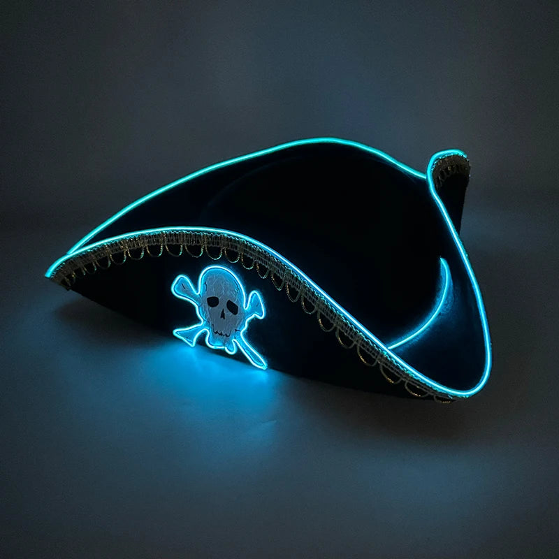 Halloween LED Light-Up Pirate Hat Skull Pattern