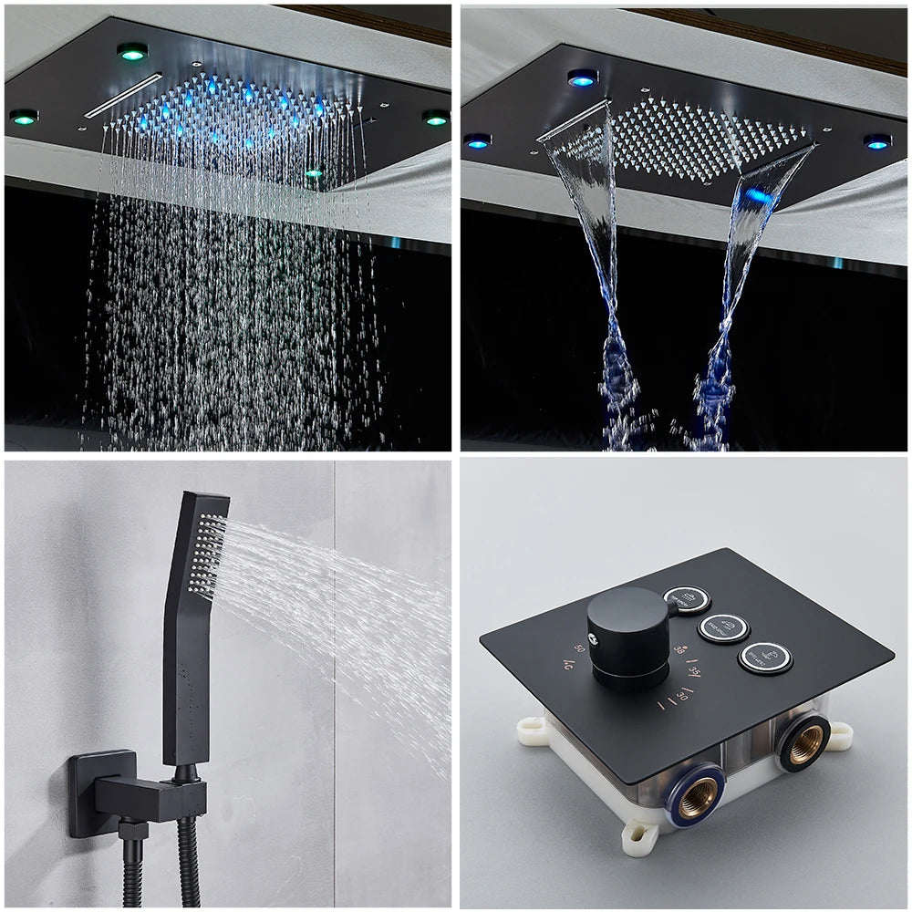 14x20 Digital Thermostatic LED Ceiling Shower
