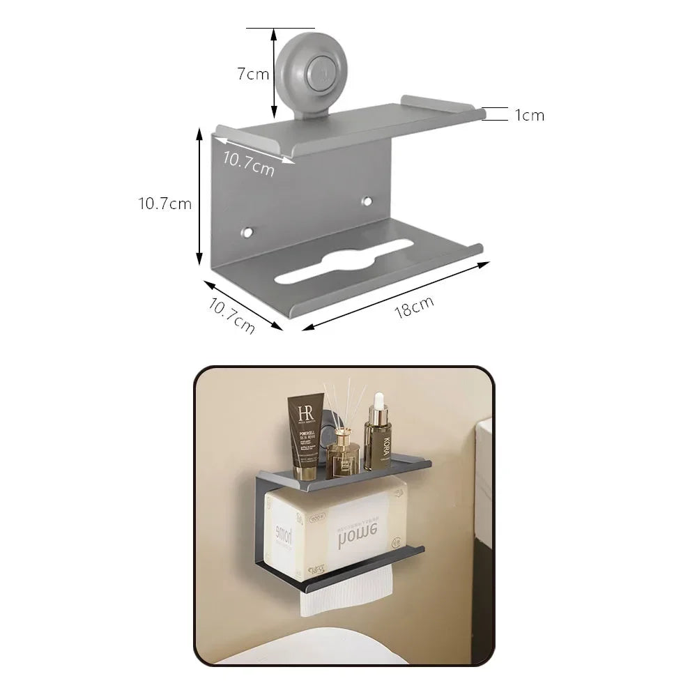 Gray Bath Hardware Set Suction Cup Bathroom Accessories Suit Wall-mounted Folding Towel Rack Towel Bar Corner Storage Organizer