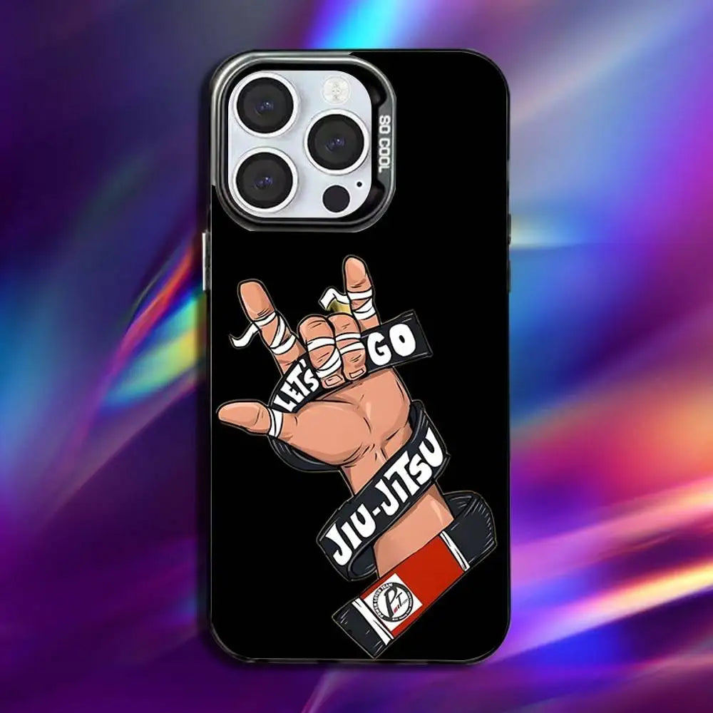BJJ Brazilian Jiu Jitsu Phone Case For iPhone 16,15,14,13,12,11,Pro,Max,Plus,Mini,XS,SE Anti Fall Black Matte Hard Bumper - Daisan Mart