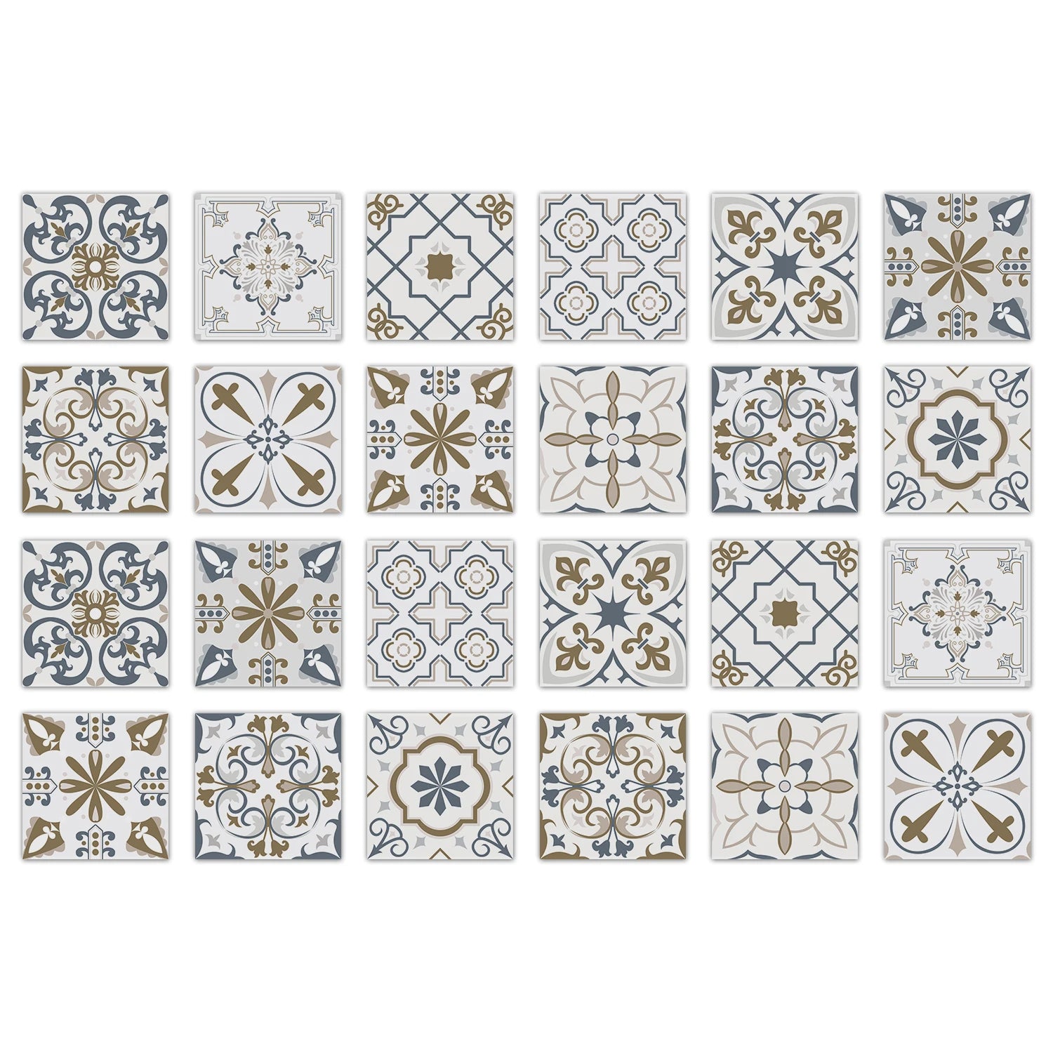 24pcs/set Blue Color Tiles Sticker Wall Stickers Kitchen Bathroom Waterproof Self-adhesive Wall Decal Home Renovation Wallpaper