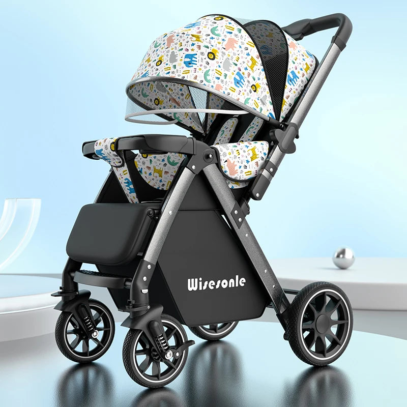 High-end folding 2-way baby stroller, sitting and lying