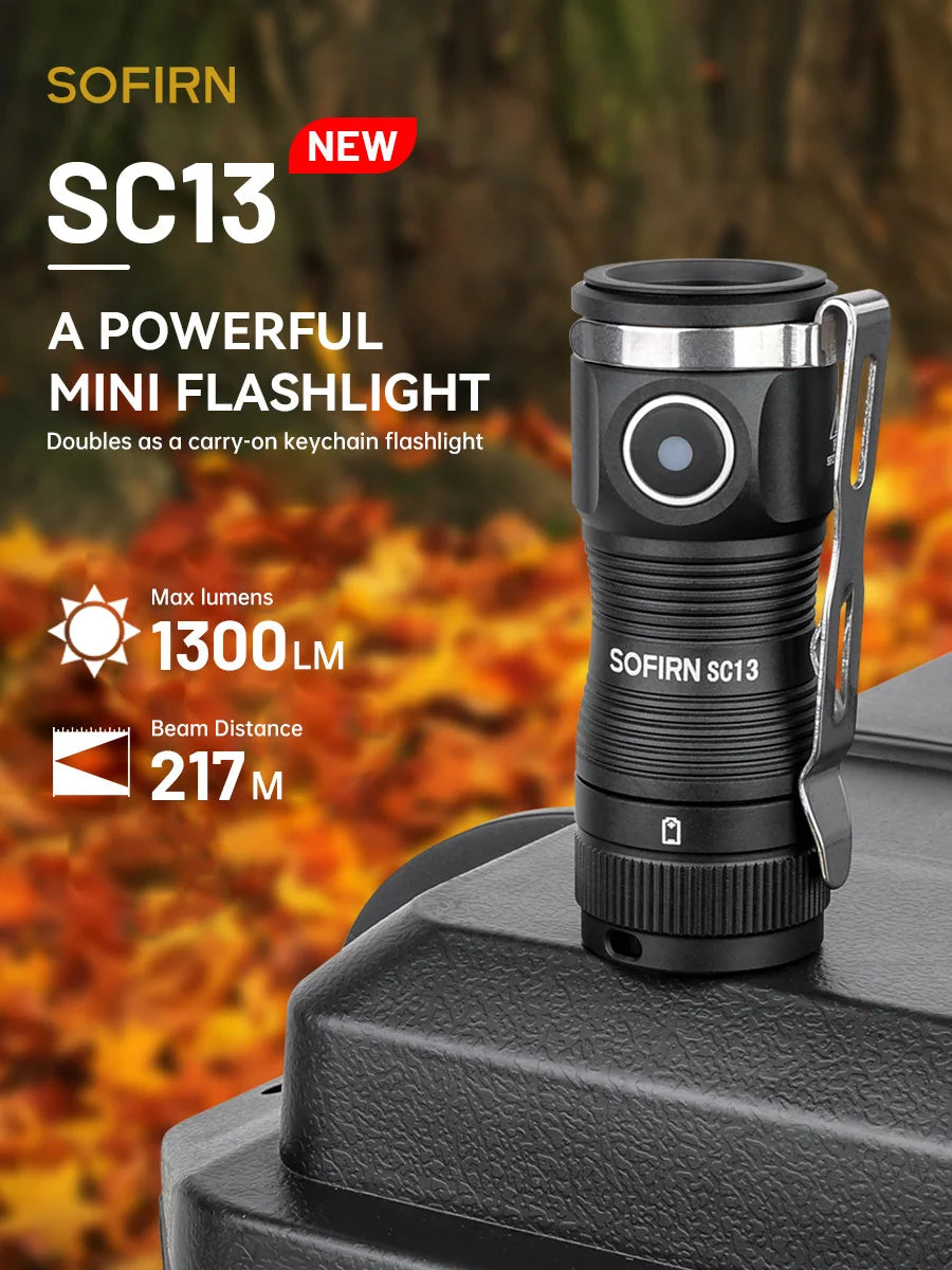 Đèn Pin Mini Sofirn SC13 1300lm Sạc, Nam Châm, Keychain - Daisan Mart