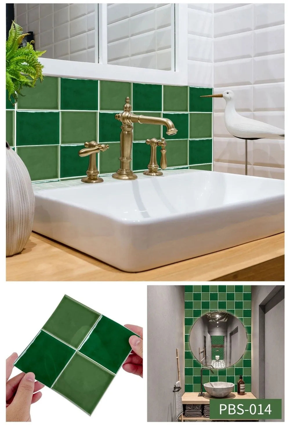 10Pcs European Square Kitchen Wallpaper Solid Color Self-adhesive Wall Stickers Oil-proof Waterproof Thickened Tile Stickers