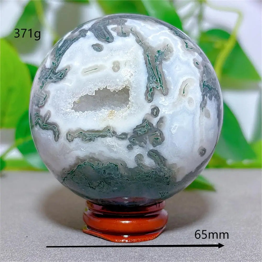 Quả Cầu Mã Não Rêu Đá Tự Nhiên - Trang Trí & Chữa Lành - Daisan Mart