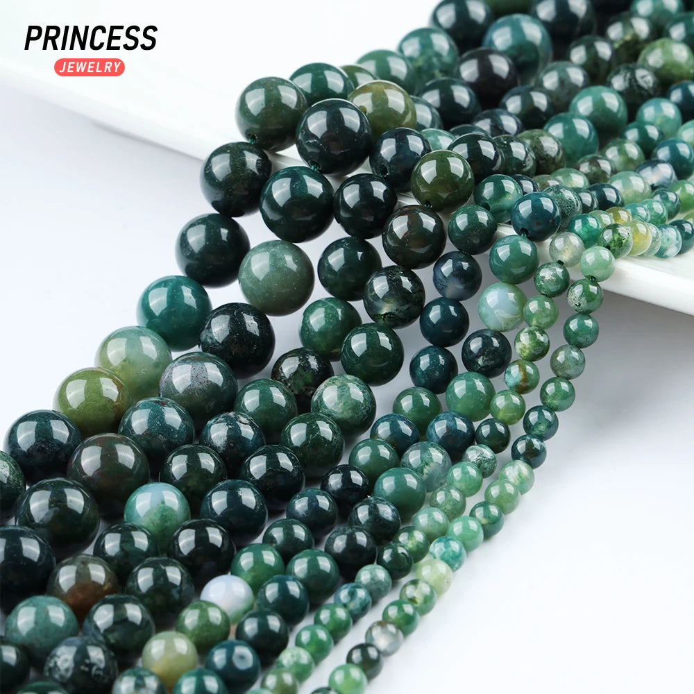 Natural Indian Green Agate Beads For Jewelry Making