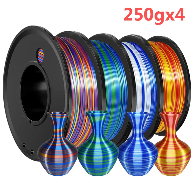 250g 500g 1Kg PLA Silk Blue green twist Two Color 3D Printer Filament 1.75mm Dual Color blue silver 3D Printing Material 250gx4