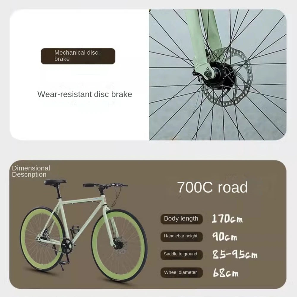 700C*28C curved road bicycle breaking wind aluminum alloy frame women's Road Racing Bike retro 27/30 speed student bicicleta - Daisan Mart