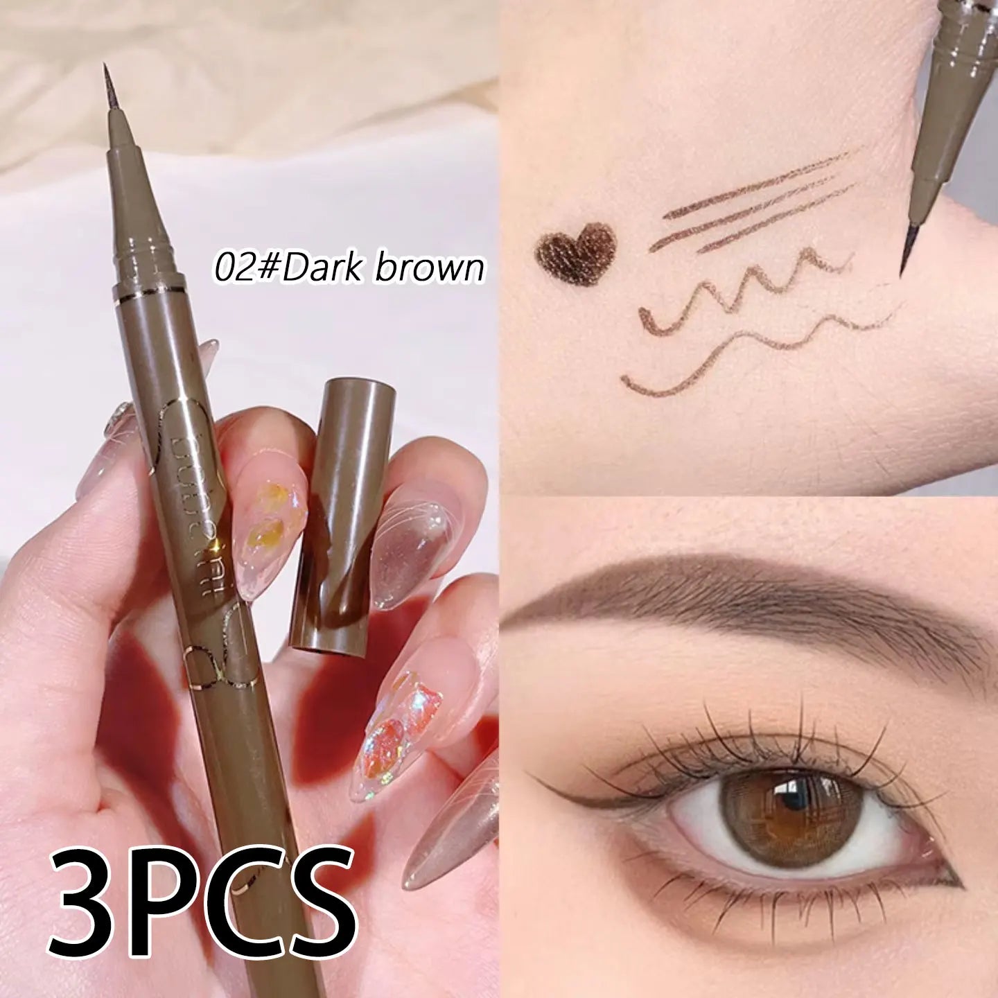 Super Thin 0.05mm Eyeliner, Long Lasting, 4 Smudge-Proof Colors